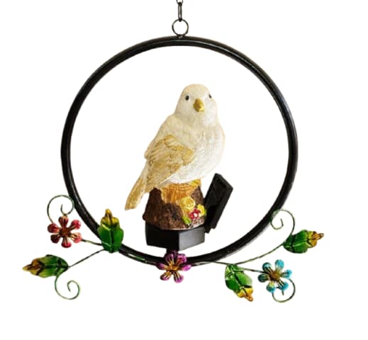 Palomita Blanca en Aro Floreado - Energía Solar - Imagen 3